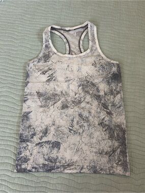 Lululemon athletica Gray and White Printed Racerback Tank